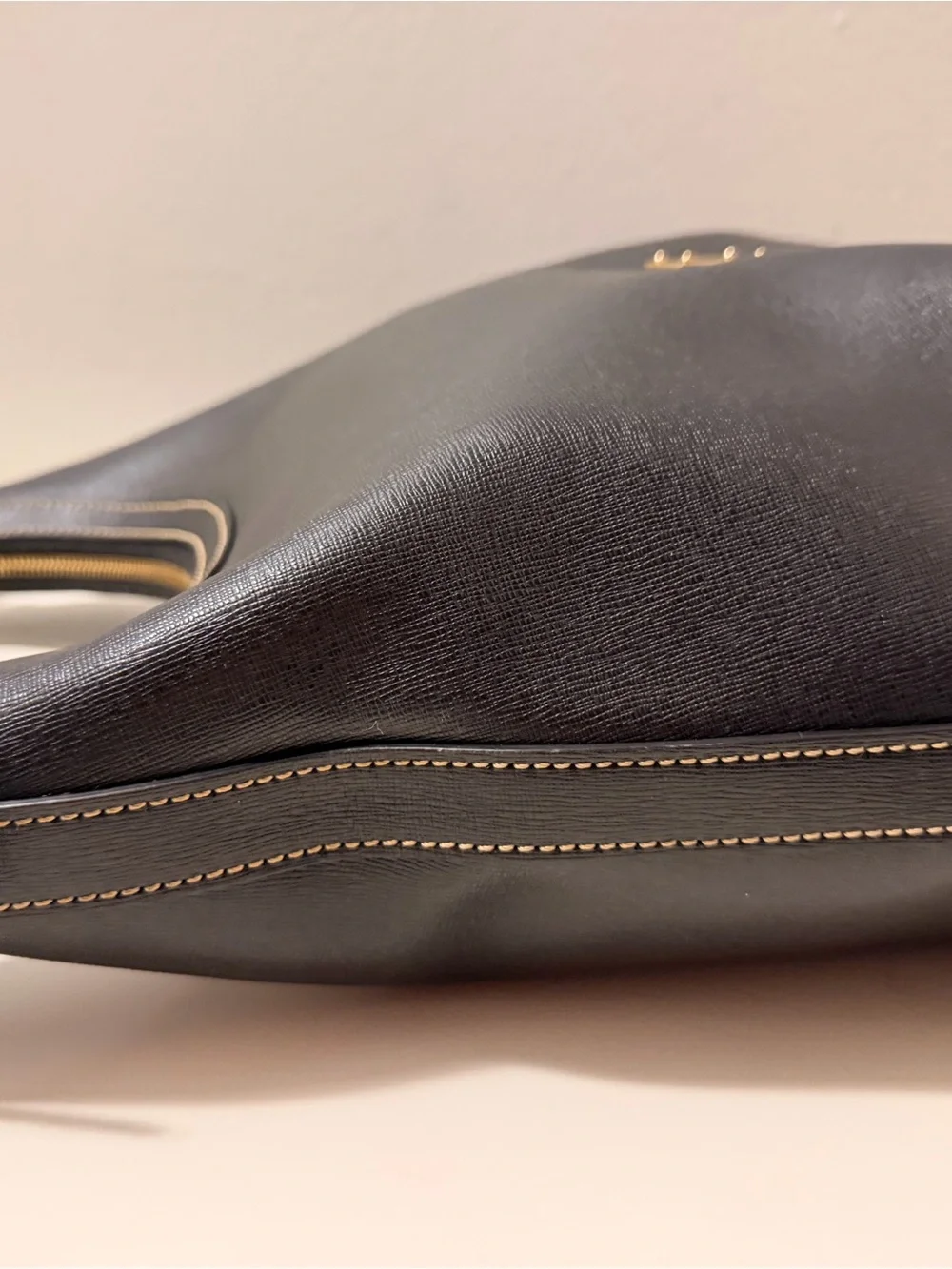 Dooney & Bourke Black Leather Shoulder Bag with Multicolor Logo Wallet
